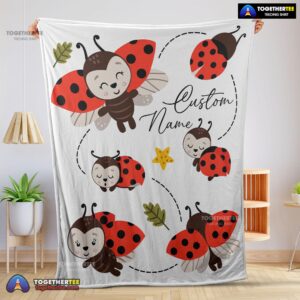 Official Cute Ladybug Cartoon Blanket Fleece Customized Blanket