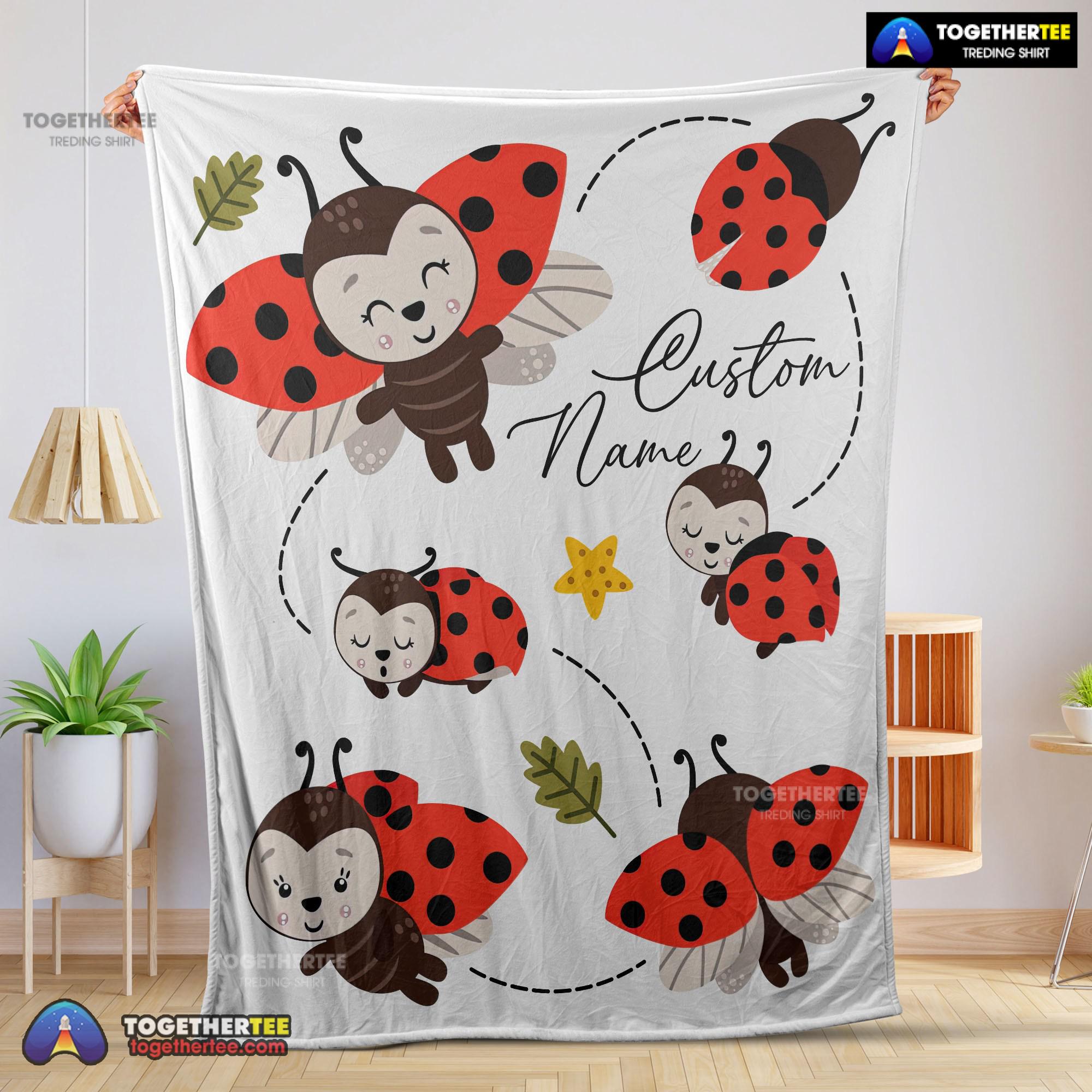 Official Cute Ladybug Cartoon Blanket Fleece Customized Blanket