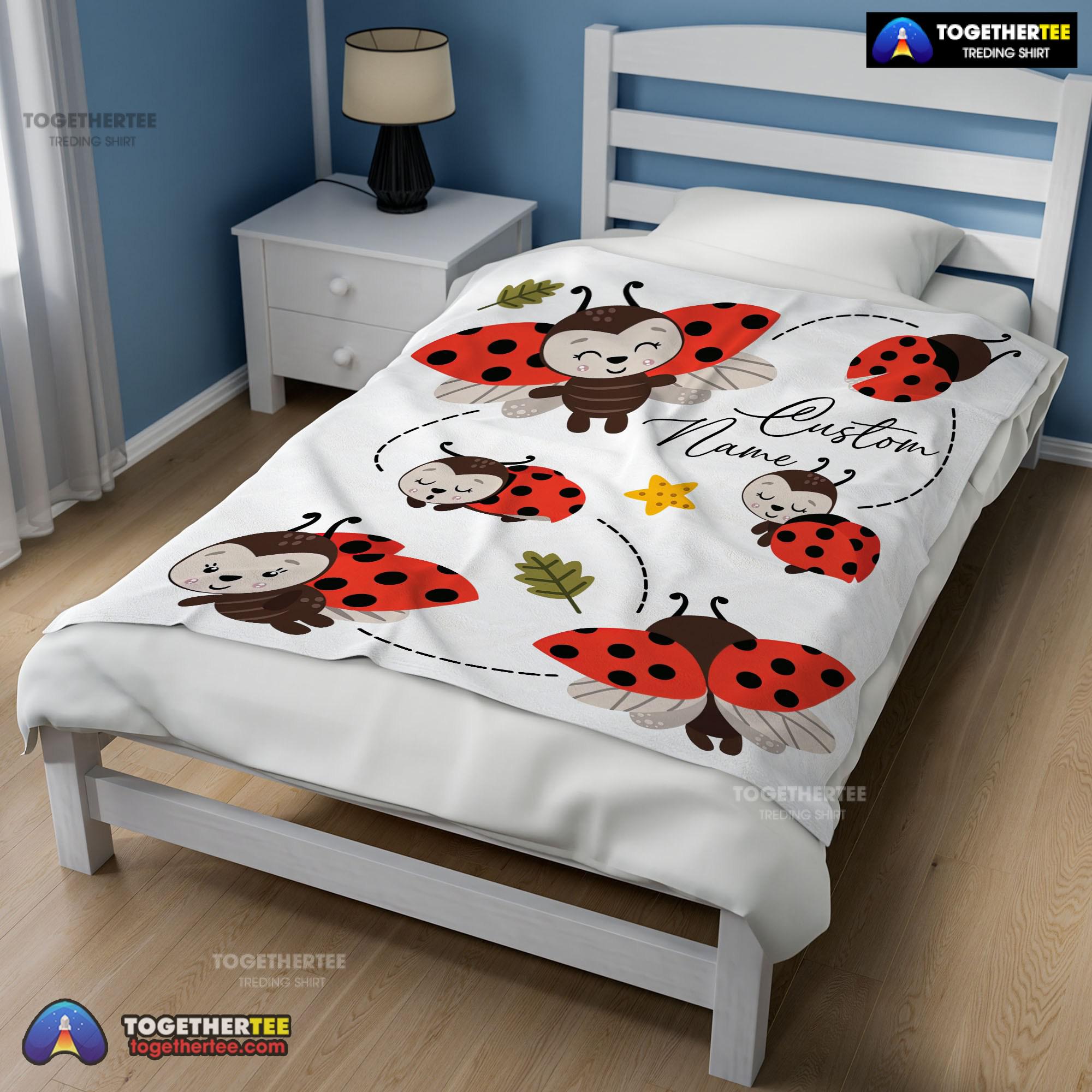 Official Cute Ladybug Cartoon Blanket Fleece Customized Blanket - Image 2
