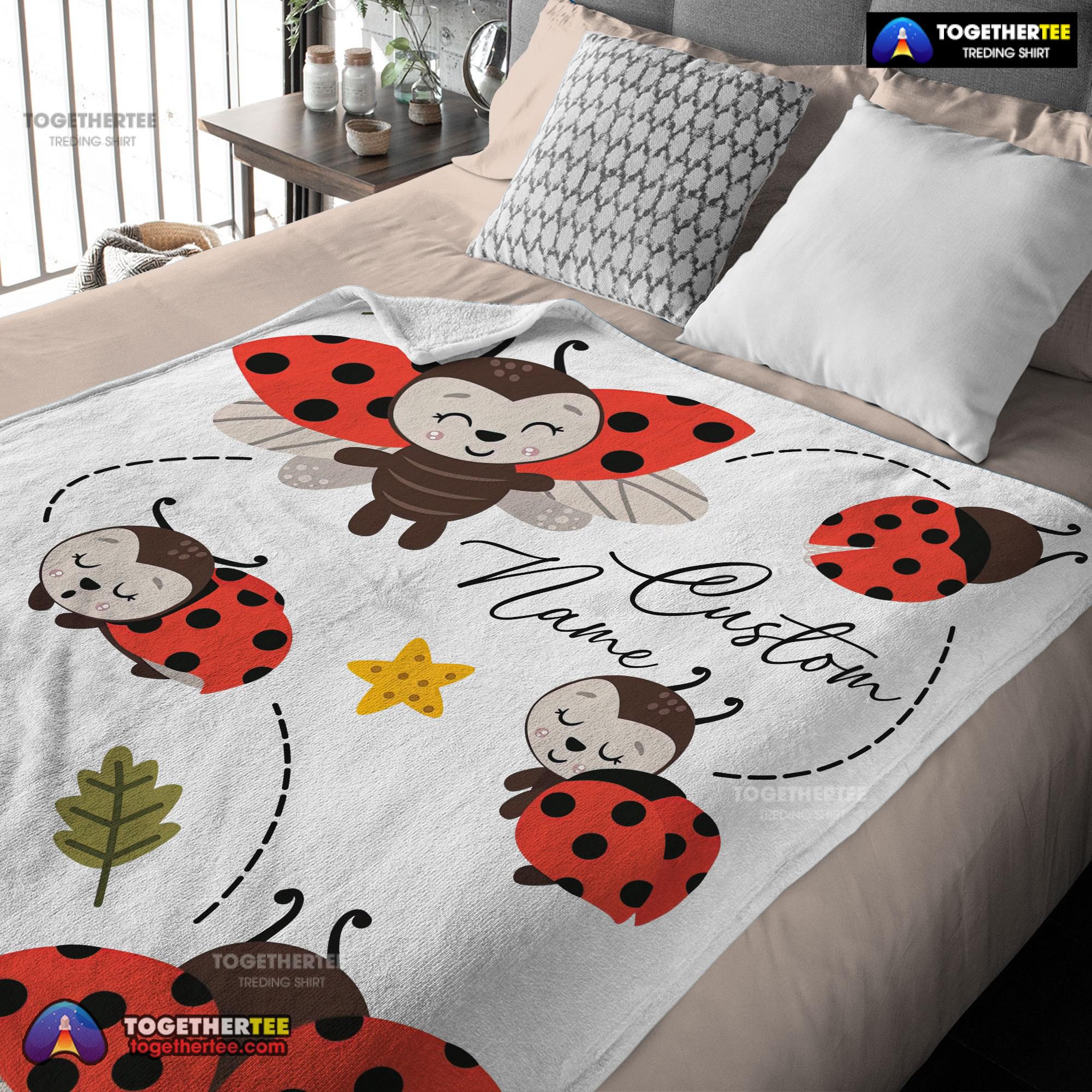 Official Cute Ladybug Cartoon Blanket Fleece Customized Blanket - Image 3