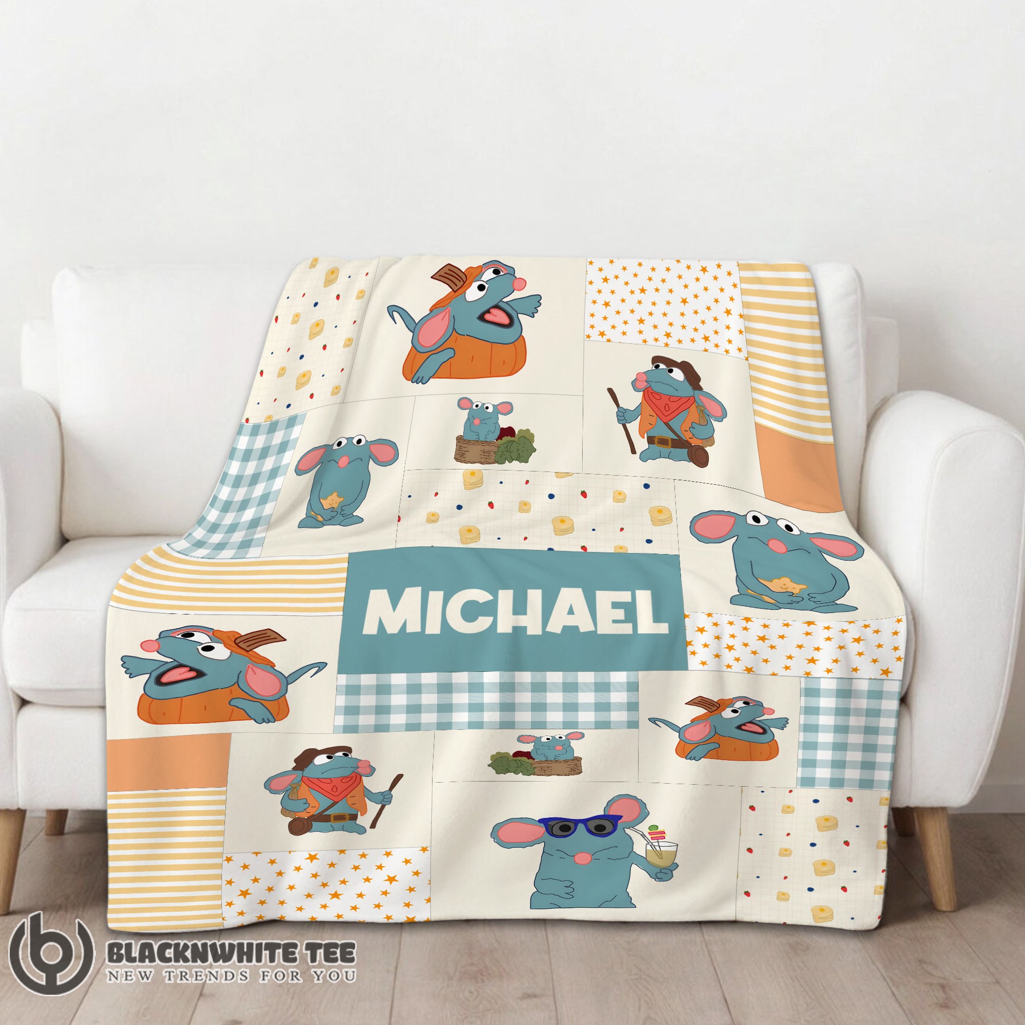 Perfect Happy Nice Ratatouille Tutter Mood Patchwork Blanket Fleece Customized Blanket - Image 2