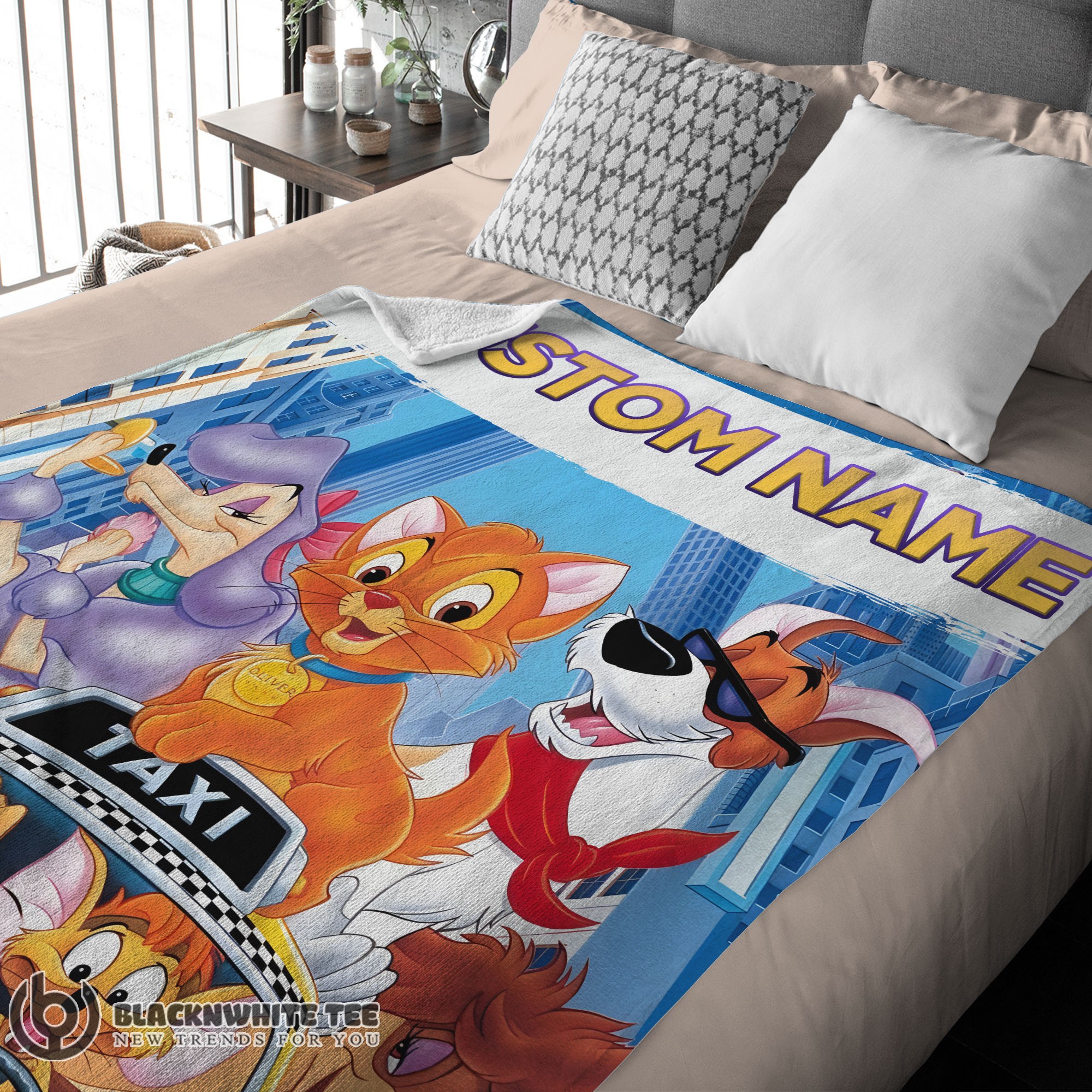 Perfect Happy Oliver & Company With Friends Drive Taxi Blanket Fleece Customized Blanket - Image 3