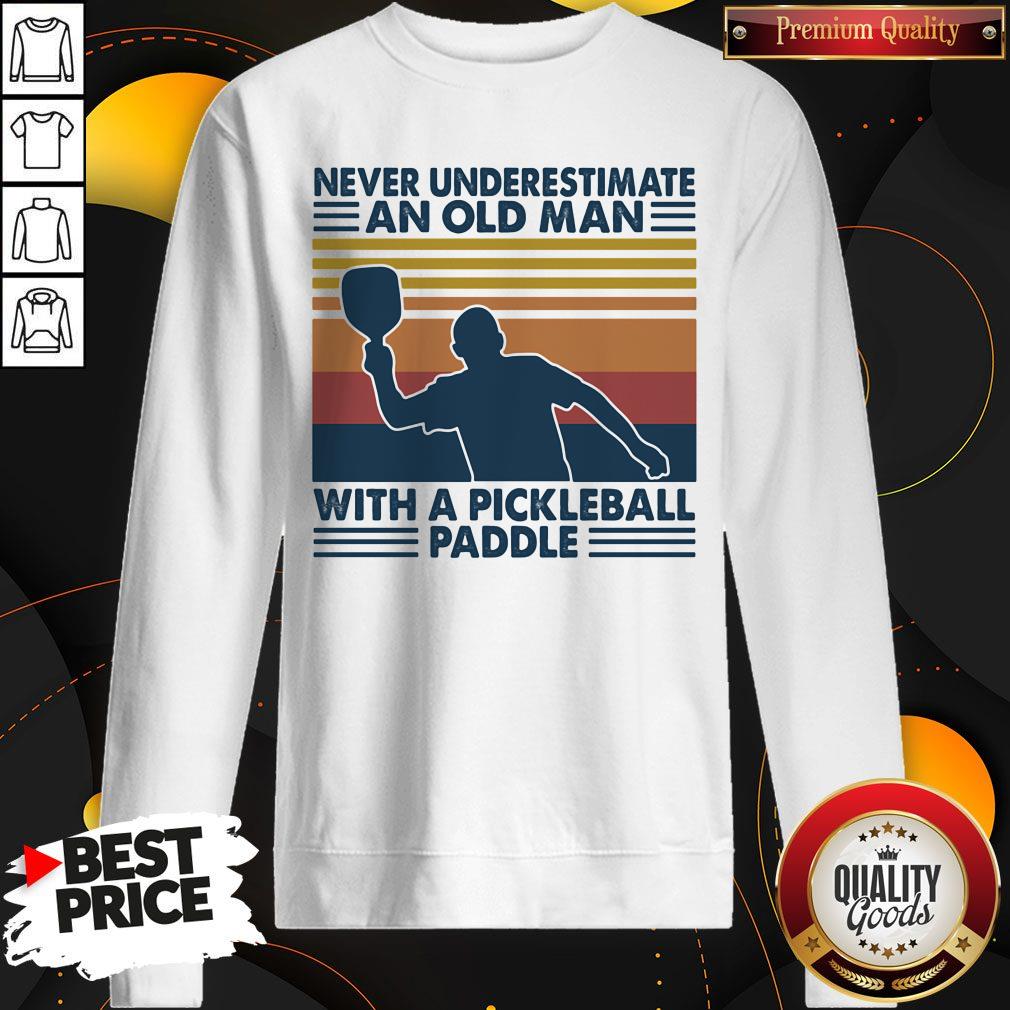 Top Never Underestimate An Old Man With A Pickleball Paddle Vintage Retro Shirt - Image 4