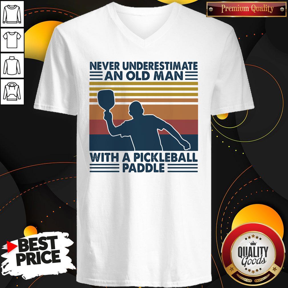 Top Never Underestimate An Old Man With A Pickleball Paddle Vintage Retro Shirt - Image 2