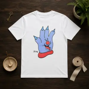 Premium Sting Blue Cartoon Hand Character Mascot Shirt
