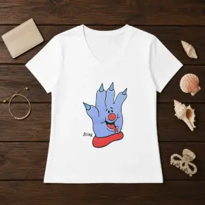 Alternative view of Premium Sting Blue Cartoon Hand Character Mascot Shirt