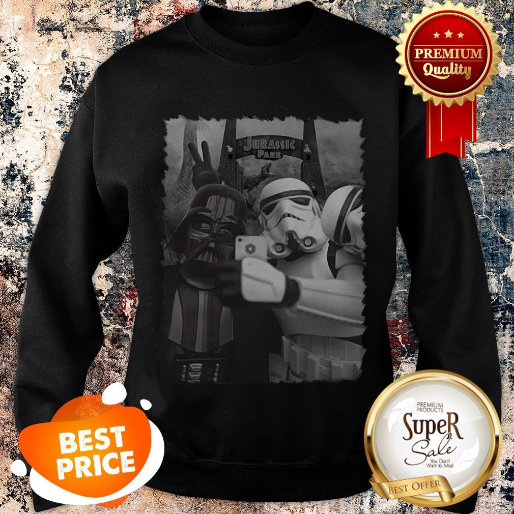 Nice Darth Vader And Stormtroopers Selfie In Jurassic Park Shirt - Image 3