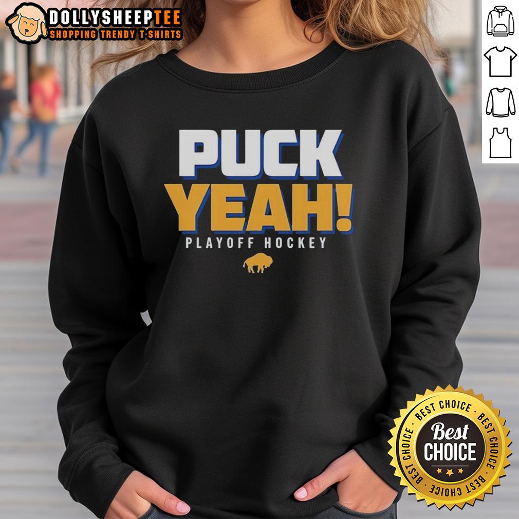 Hot Buffalo Sabres Puck Yeah Playoffs Hockey 2026 Logo T-Shirt - Image 5