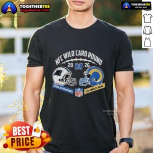 Good Carolina Panthers Vs Los Angeles Rams NFC Wild Card Round Helmet Matchup T-Shirt