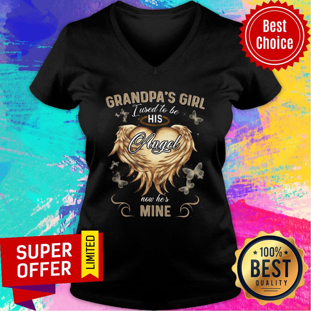 Grandpa'girl I Used To Be His Angel Now Her Mine Wings Shirt - Image 3