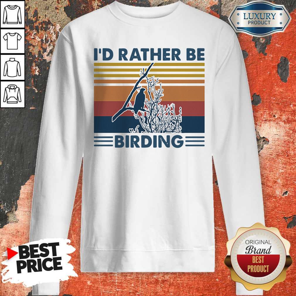 Official Bird Watching I’d Rather Be Birding Vintage Retro Shirt - Image 5