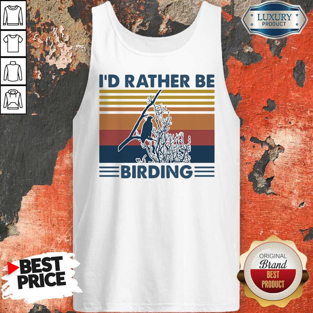 Official Bird Watching I’d Rather Be Birding Vintage Retro Shirt - Image 4