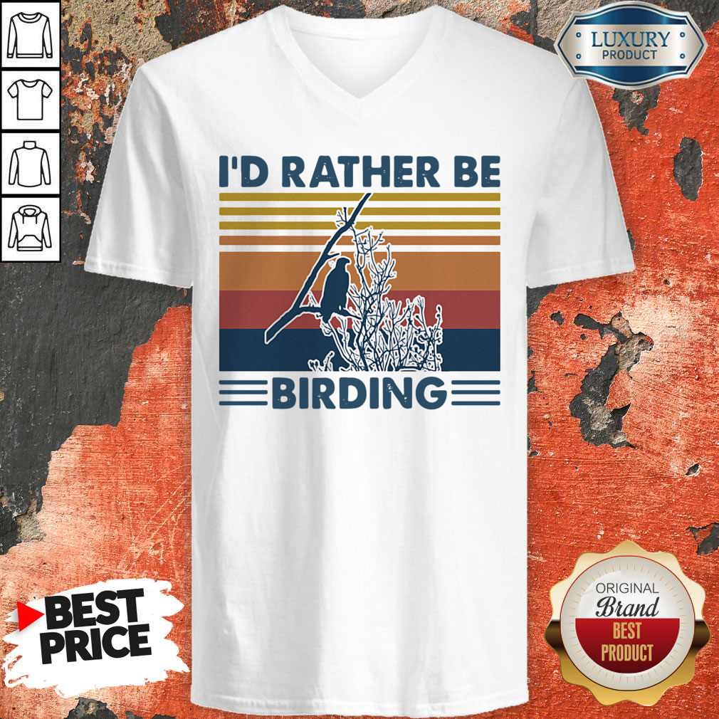 Official Bird Watching I’d Rather Be Birding Vintage Retro Shirt - Image 3
