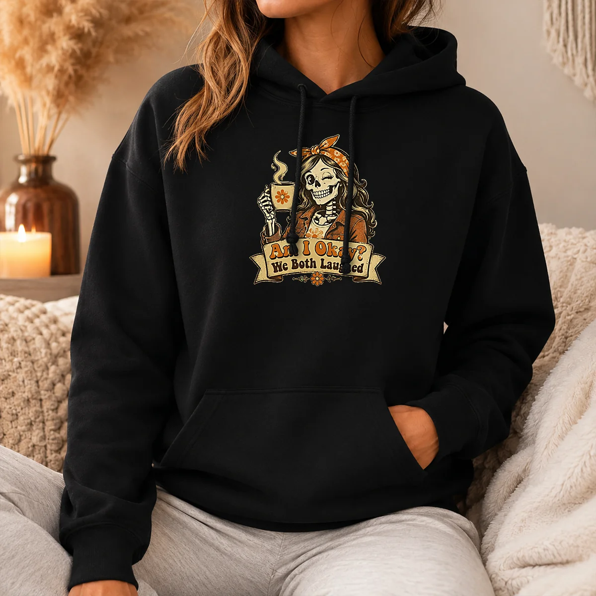 Pretty Good Cheeky Skeleton Girl Funny Coffee Quote Vintage Shirt - Image 5