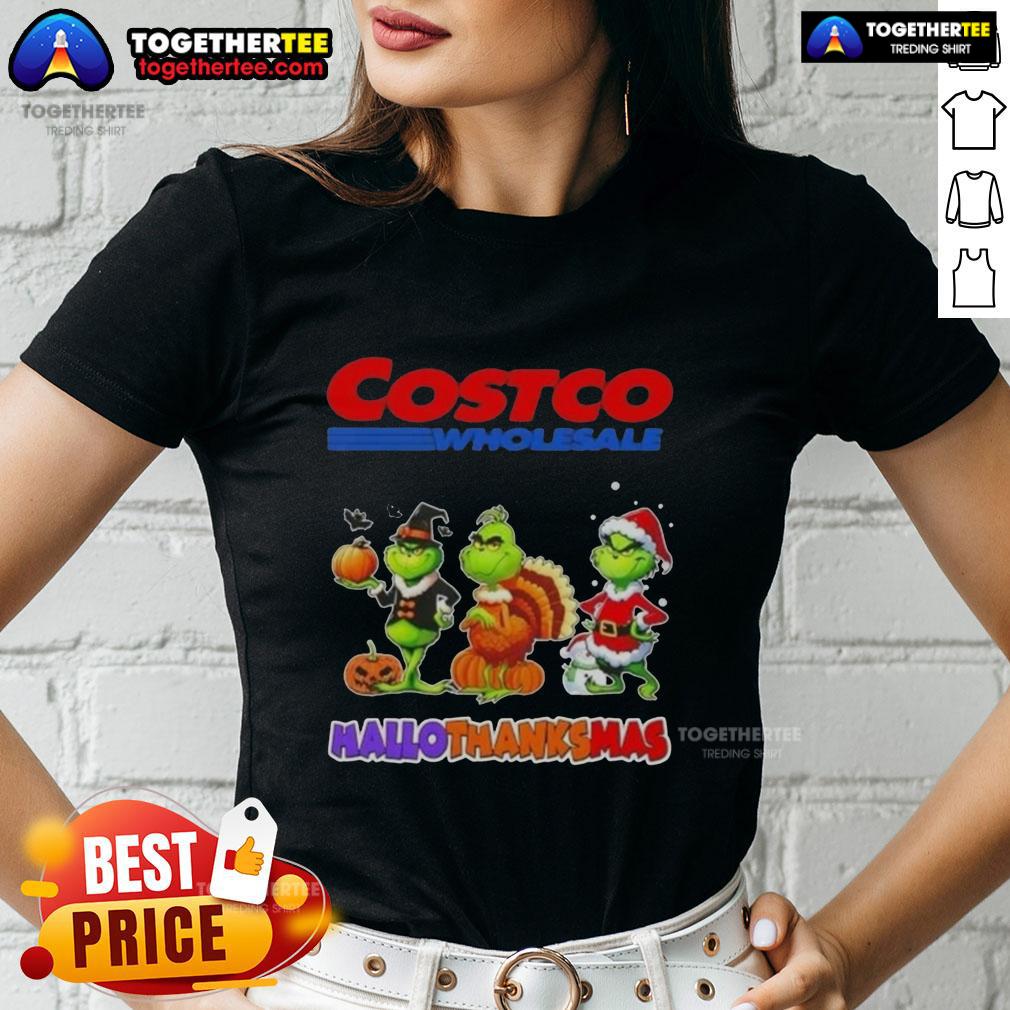 Awesome Costco Wholesale X Grinch Cosplay Happy HalloThanksMas T-Shirt - Image 3