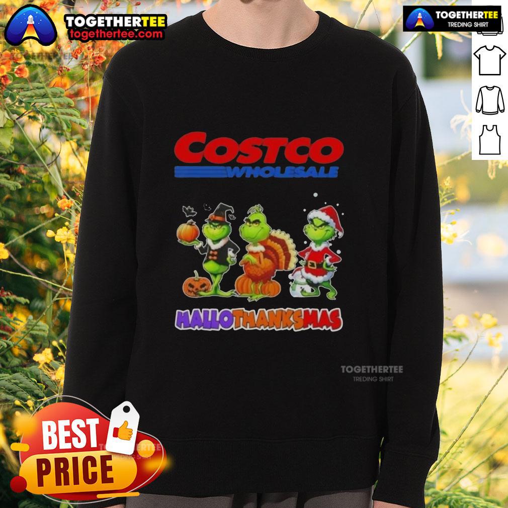 Awesome Costco Wholesale X Grinch Cosplay Happy HalloThanksMas T-Shirt - Image 5