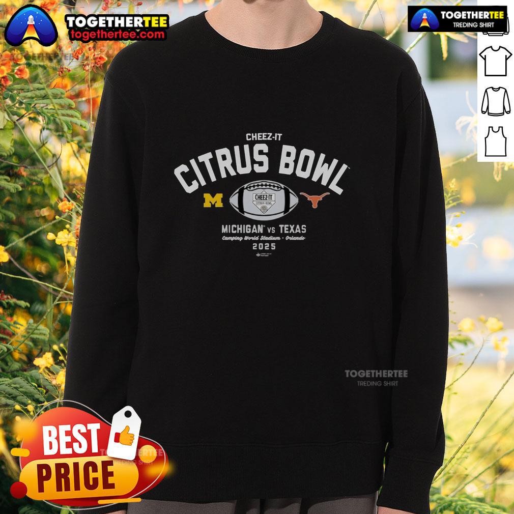 Good 2025 Cheez-It Citrus Bowl Michigan Wolverines Vs Texas Longhorns Logo T-Shirt - Image 5