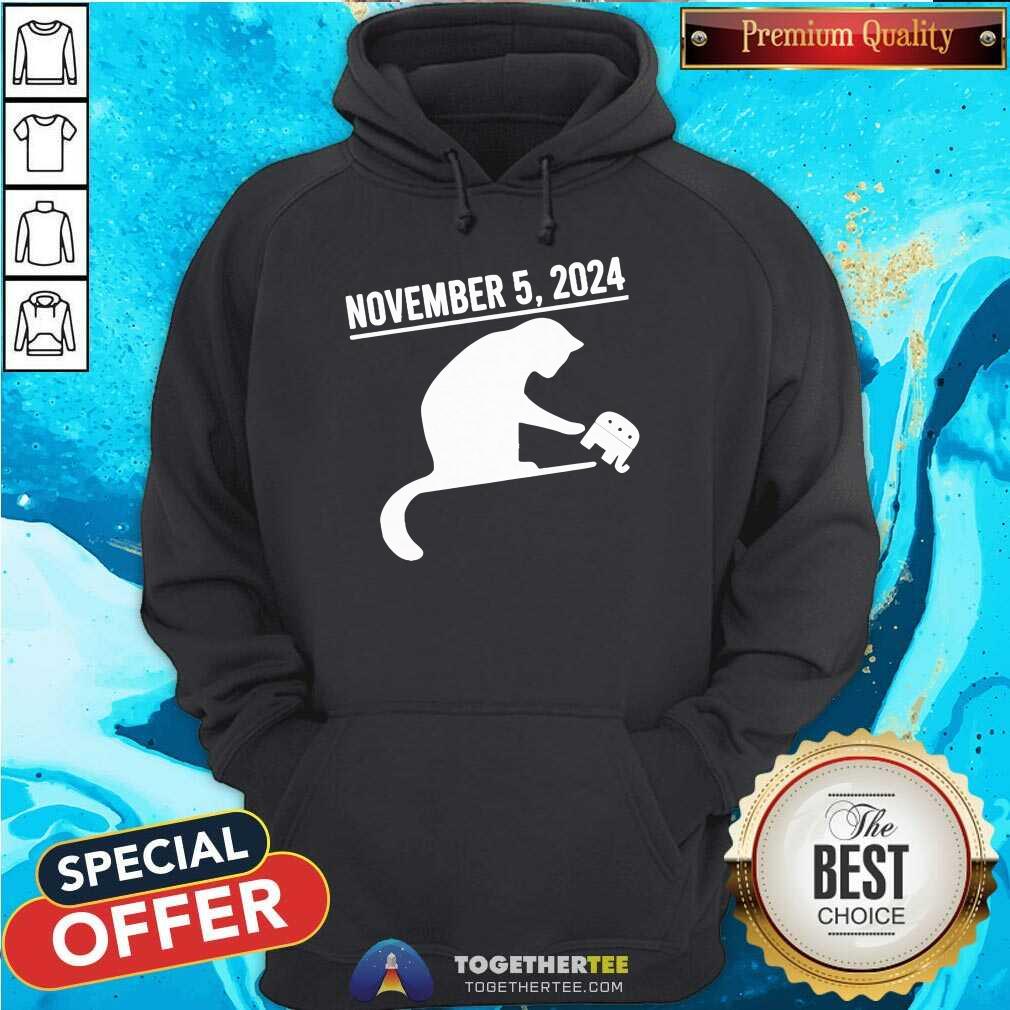 Official November 5 2024 The Revenge Of The Cat Ladies Cats Kamala T-Shirt - Image 5