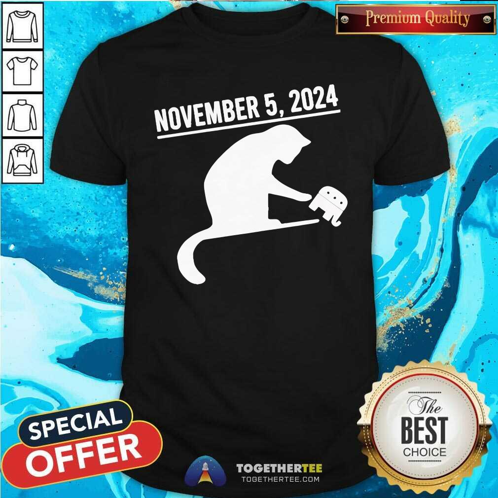Official November 5 2024 The Revenge Of The Cat Ladies Cats Kamala T-Shirt