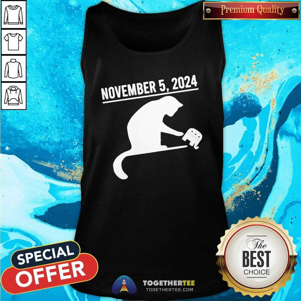 Official November 5 2024 The Revenge Of The Cat Ladies Cats Kamala T-Shirt - Image 3