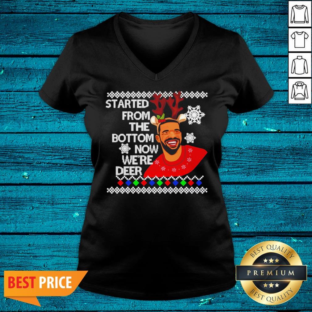 Top Drake Started From The Bottom Now We’re Deer Christmas Shirt - Image 3