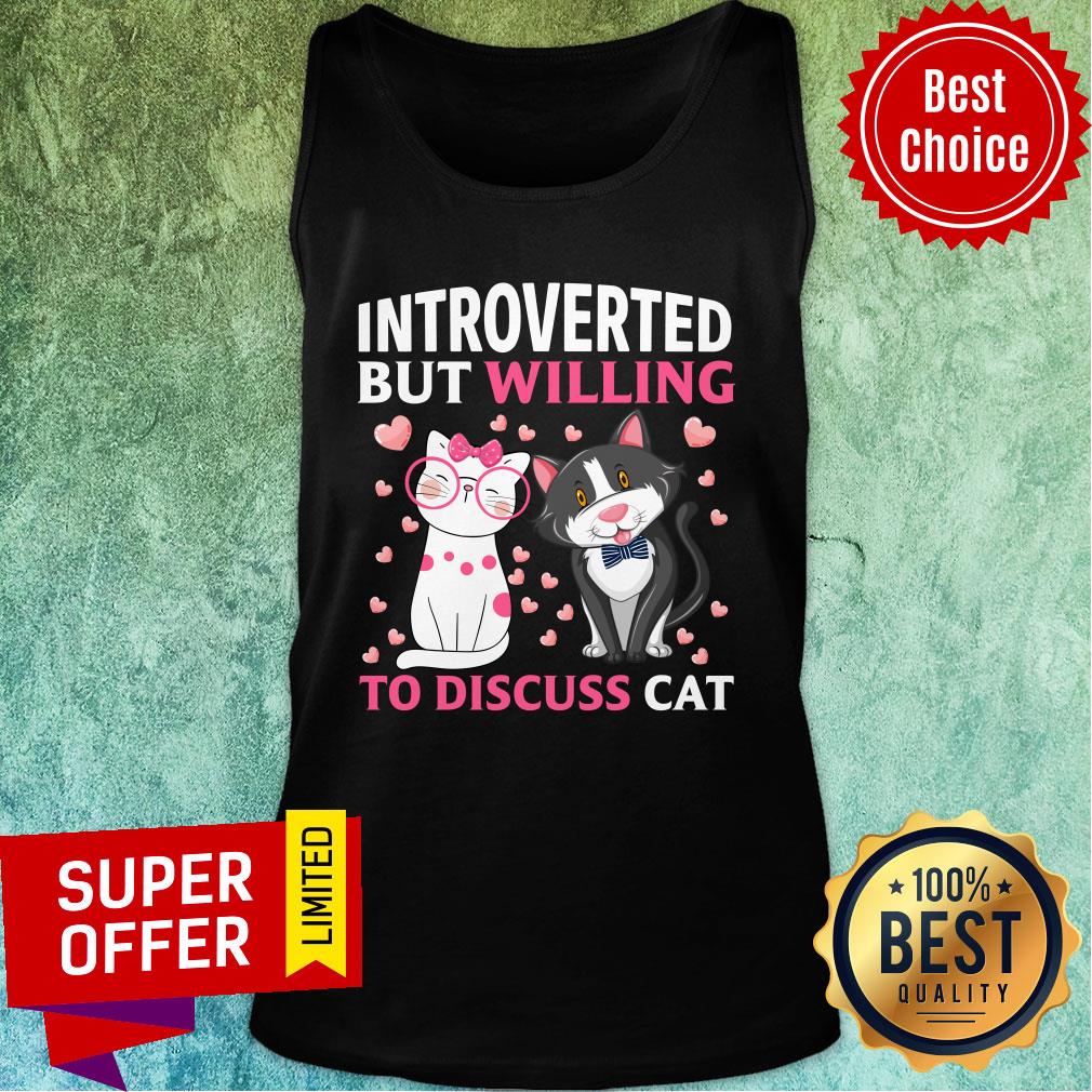 Introverted But Willing To Discuss Cat Love Cat Shirt - Image 3