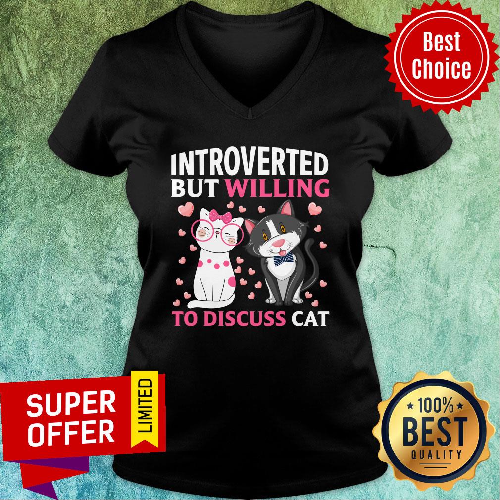 Introverted But Willing To Discuss Cat Love Cat Shirt - Image 4
