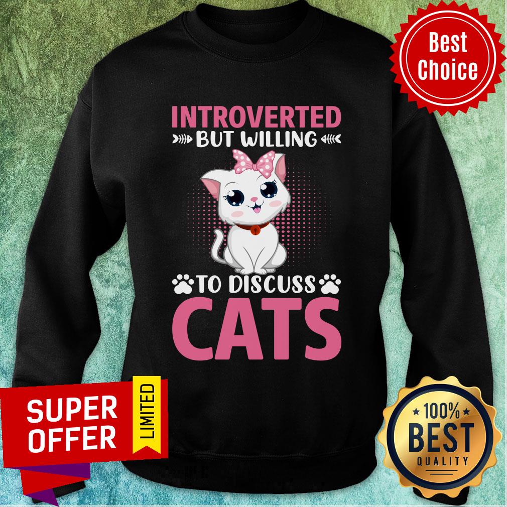 Introverted But Willing To Discuss Cat Paw Cat Shirt - Image 5