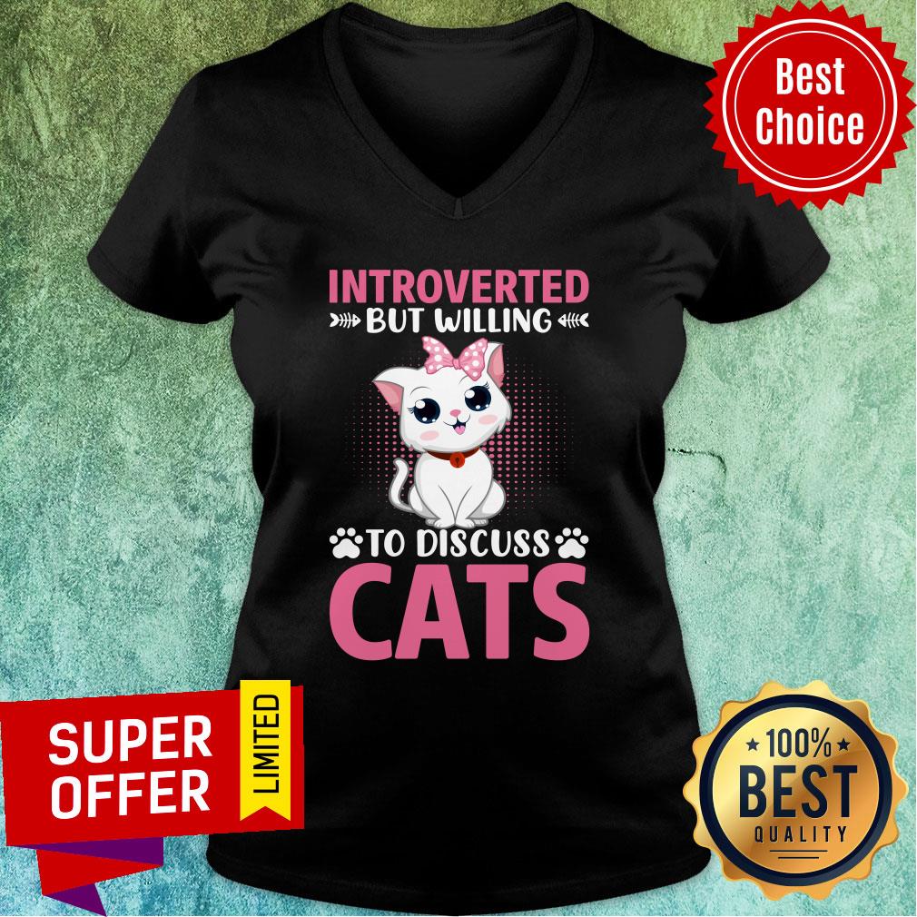 Introverted But Willing To Discuss Cat Paw Cat Shirt - Image 3