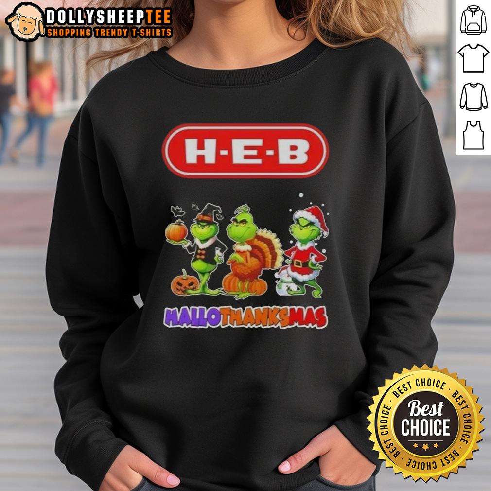 Good H-E-B X Grinch Cosplay Happy HalloThanksMas T-Shirt - Image 5