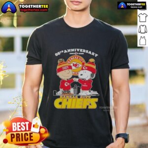 Official Charlie Brown Touch Hand Snoopy X Kansas City Chiefs 66th Anniversary 1960 2026 Skyline T-Shirt