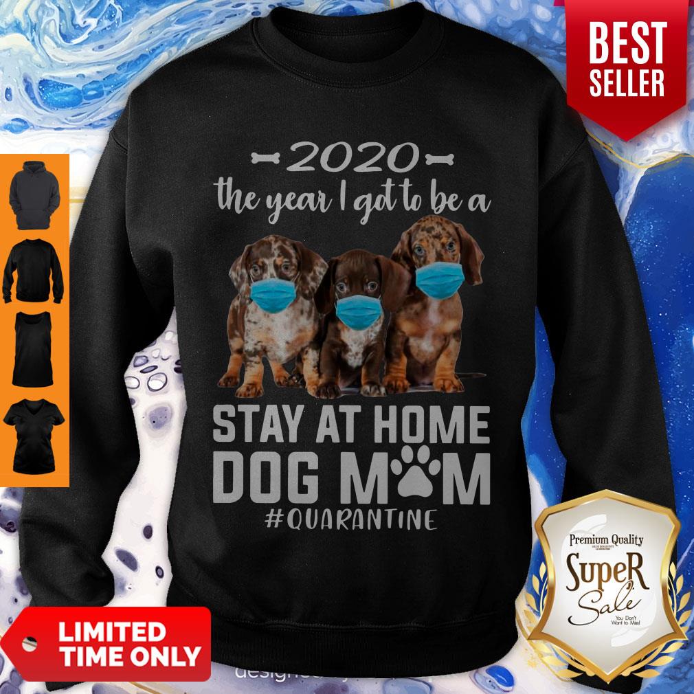 Official 2020 The Year I Got To Be A Stay At Home Dachshund Dog Mom Quarantine Shirt - Image 3