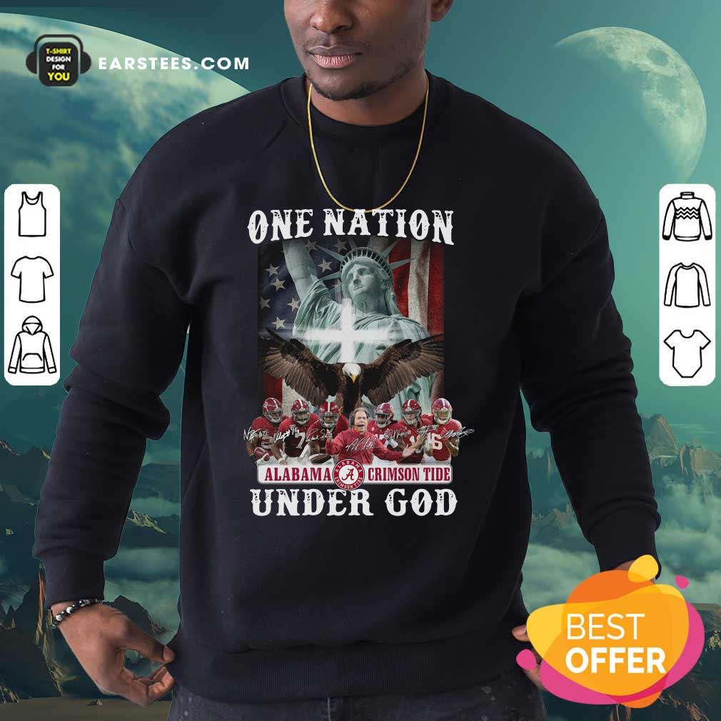 Official Alabama Crimson Tide One Nation Under God Signatures 2021 Shirt - Image 5