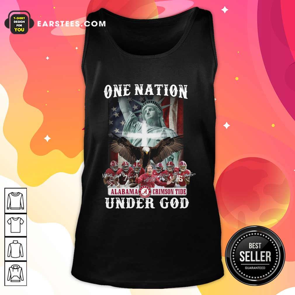 Official Alabama Crimson Tide One Nation Under God Signatures 2021 Shirt - Image 4