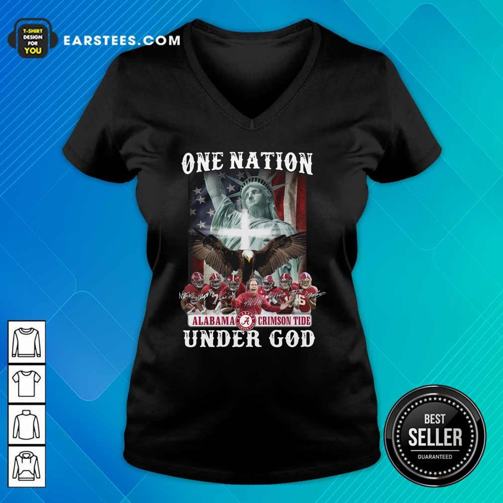 Official Alabama Crimson Tide One Nation Under God Signatures 2021 Shirt - Image 3