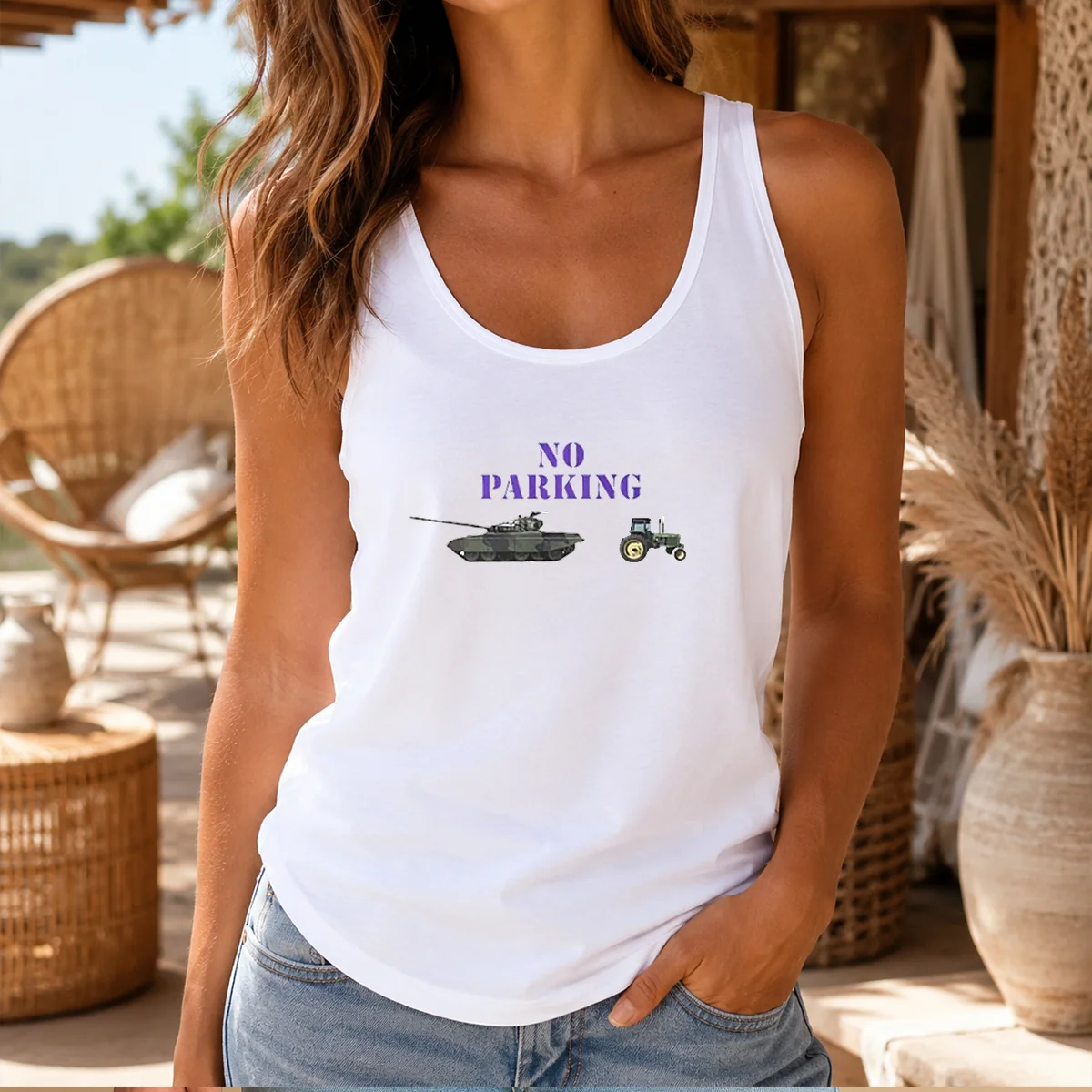Top No Parking For Russian Tanks Meme Shirt - Image 3