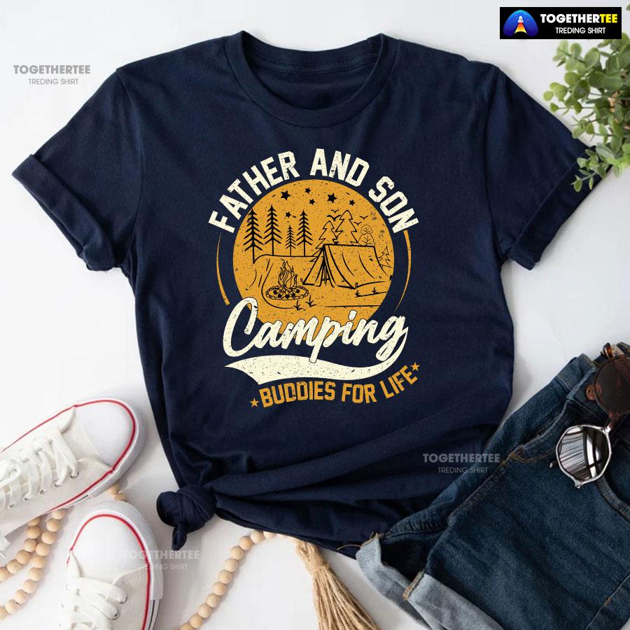 Father And Son Camping Buddies For Life T-Shirt - Image 5