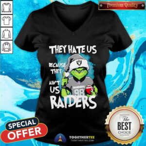 Alternative view of Awesome Grinch They Hate Us Because They Ain't Us Raiders Christmas T-Shirt