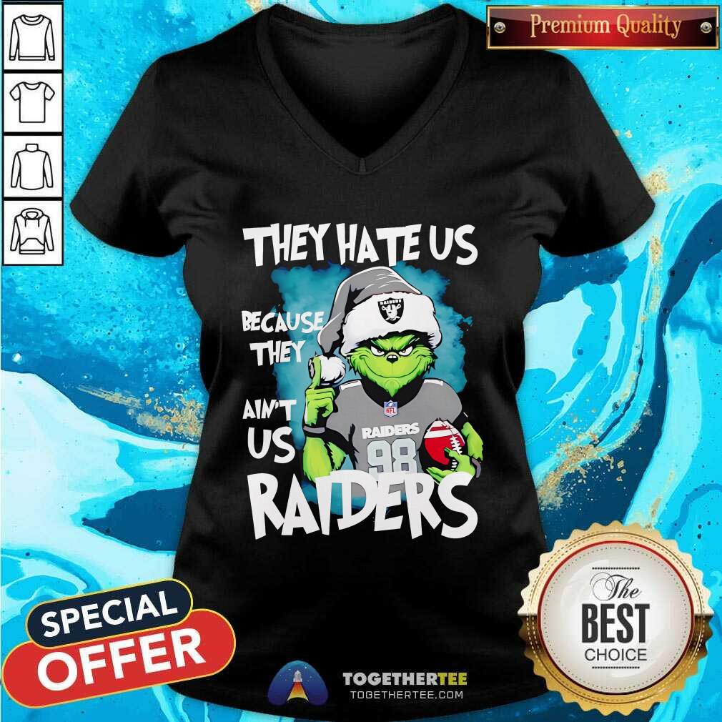 Awesome Grinch They Hate Us Because They Ain't Us Raiders Christmas T-Shirt - Image 2