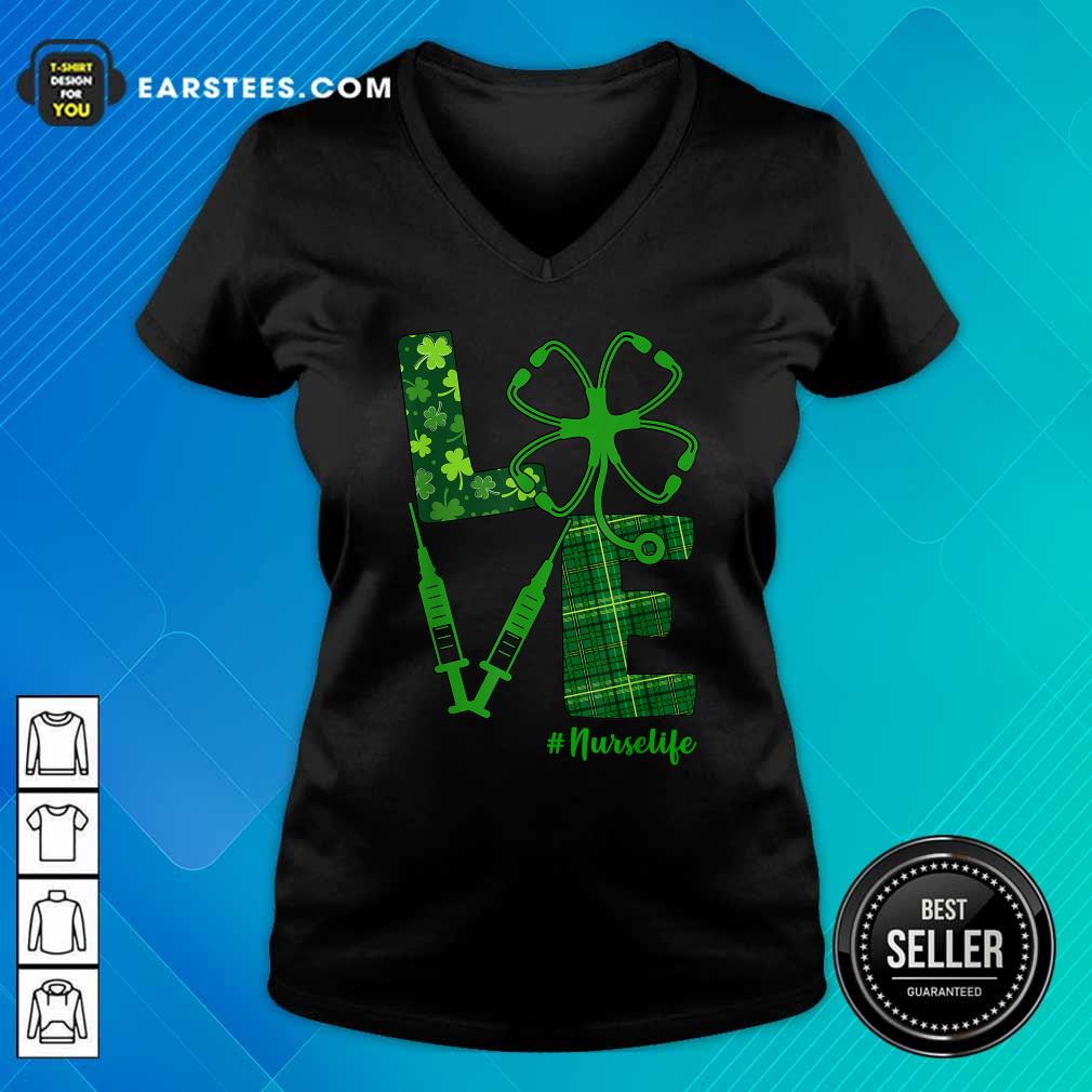 Happy Love Shamrock Nurse Life St Patricks Day Shirt - Image 3