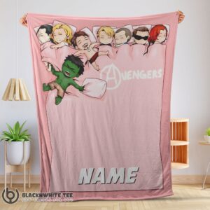 Premium Cute Hot Marvel Avengers Assemble Avengers Chibi Character Sleeping Blanket Fleece Customized Blanket