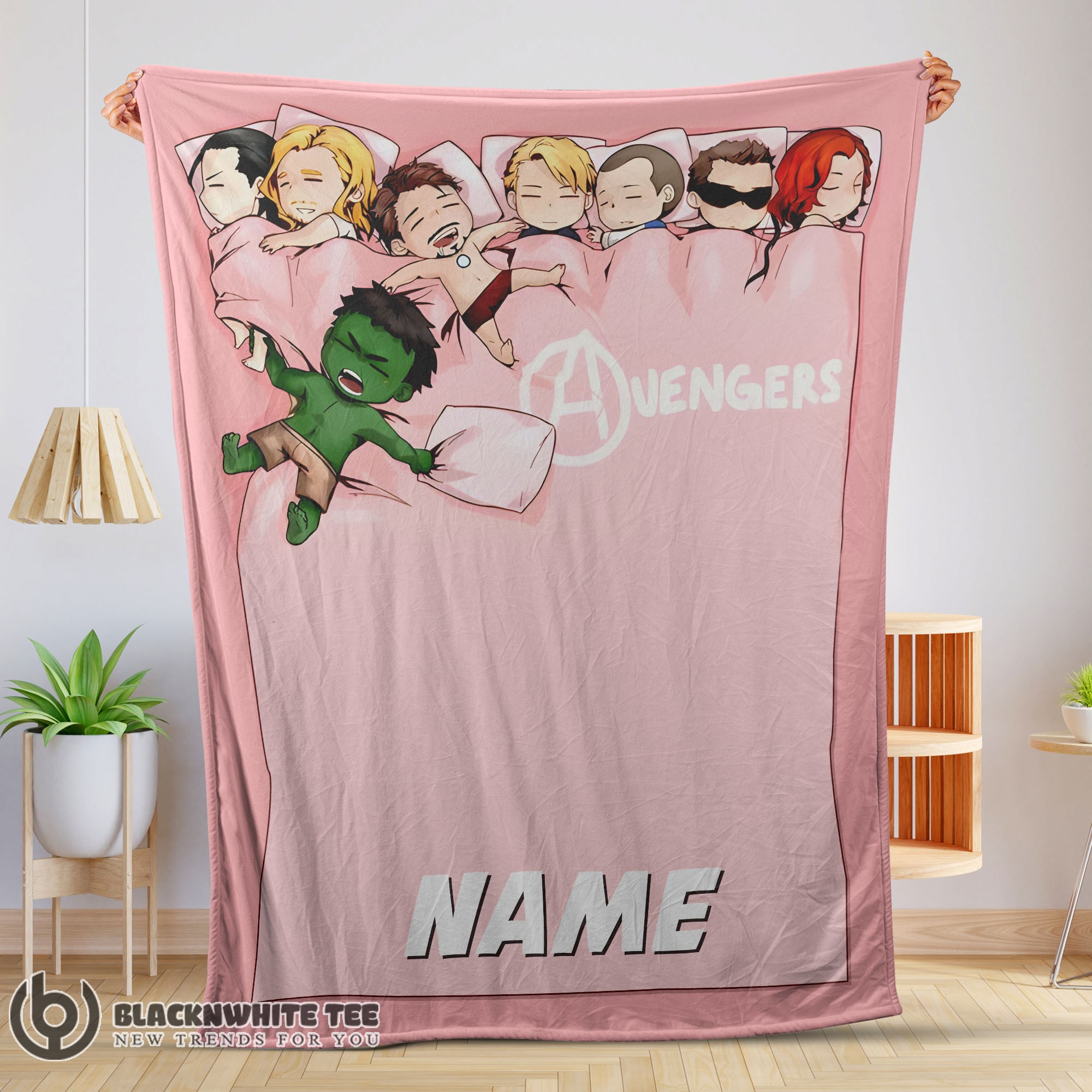 Premium Cute Hot Marvel Avengers Assemble Avengers Chibi Character Sleeping Blanket Fleece Customized Blanket