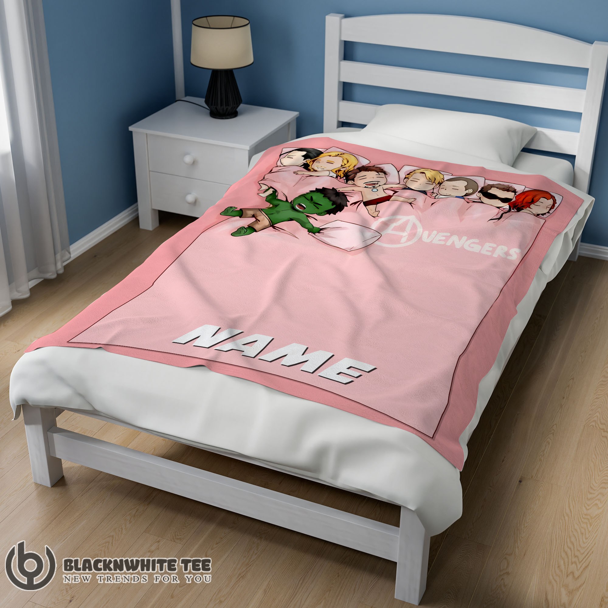 Premium Cute Hot Marvel Avengers Assemble Avengers Chibi Character Sleeping Blanket Fleece Customized Blanket - Image 2