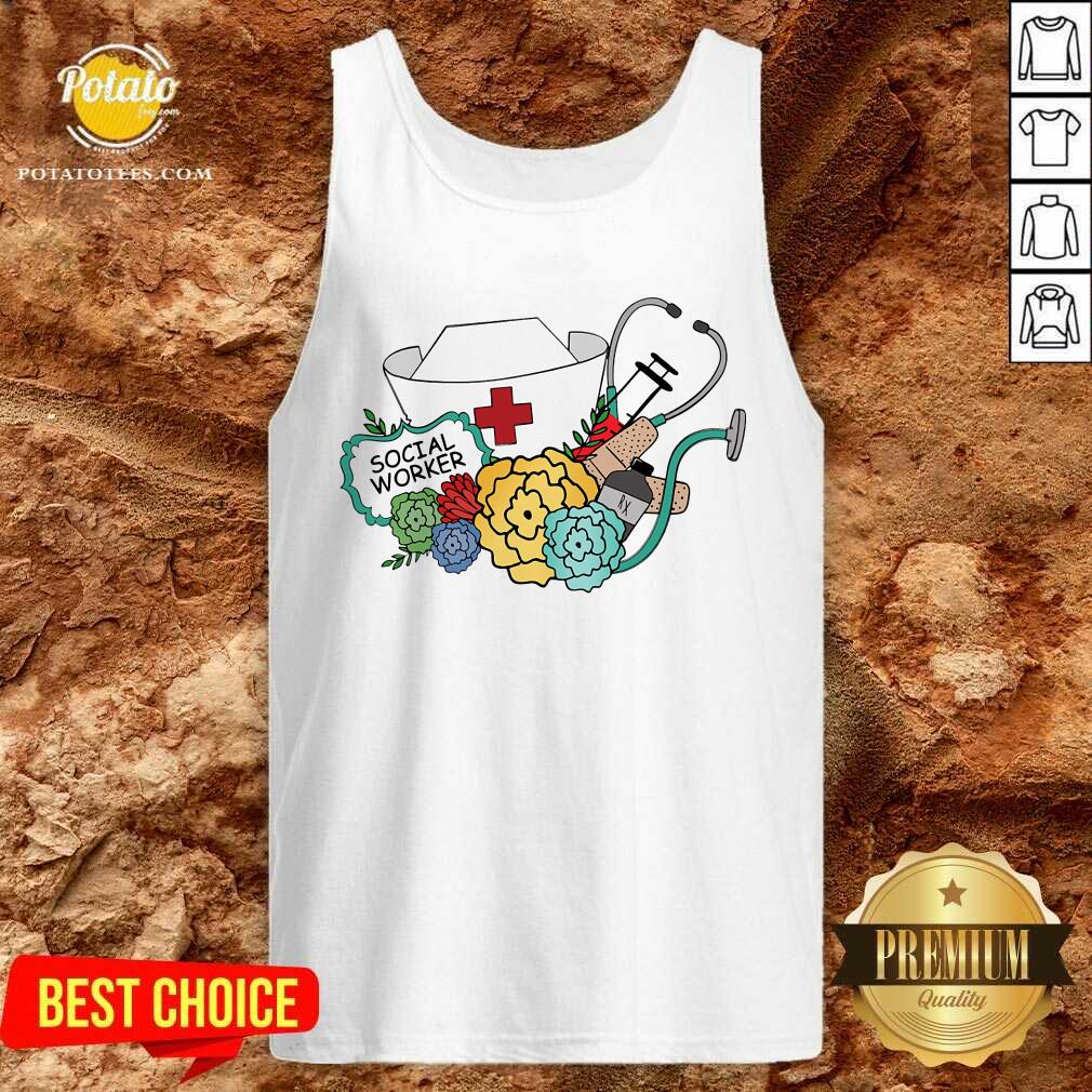 Premium Social Worker Nurse Stethscope Flowers Shirt - Image 3