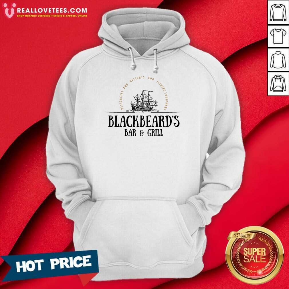 Delicacies And Delights And Fishing Equipment Blackbeard's Bar And Girl Shirt - Image 4