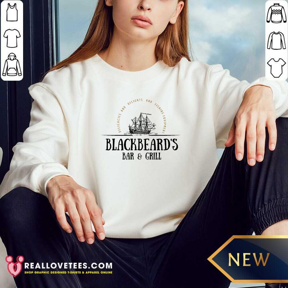 Delicacies And Delights And Fishing Equipment Blackbeard's Bar And Girl Shirt - Image 3