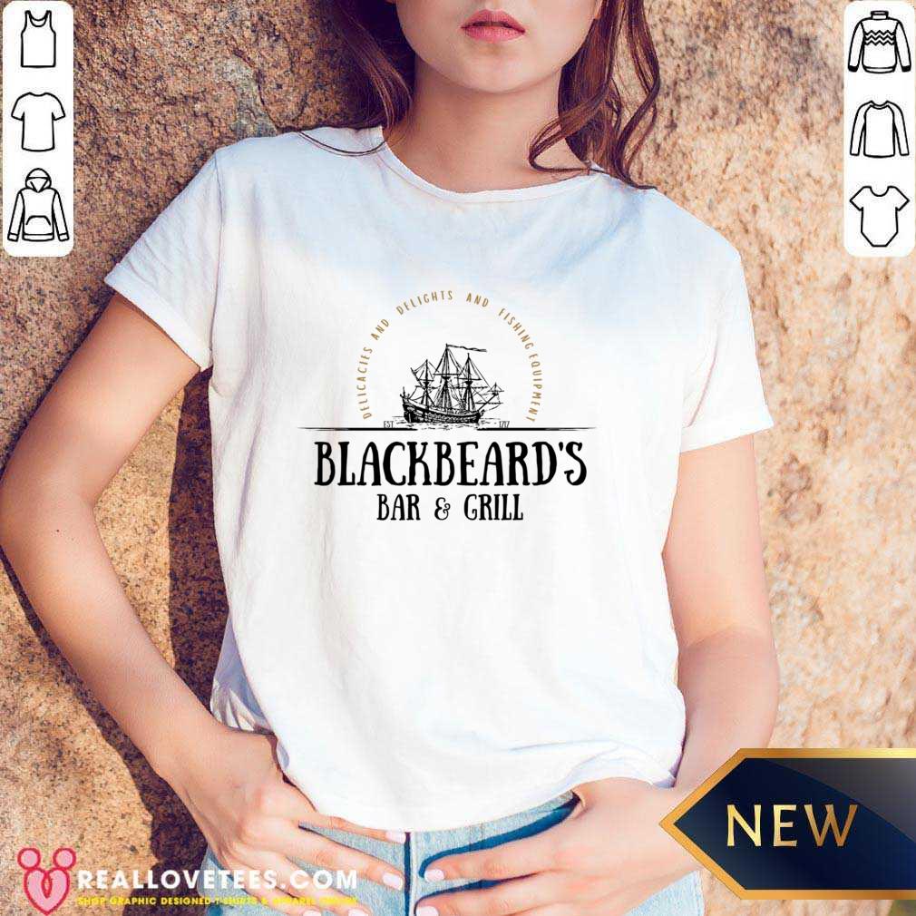 Delicacies And Delights And Fishing Equipment Blackbeard's Bar And Girl Shirt - Image 5
