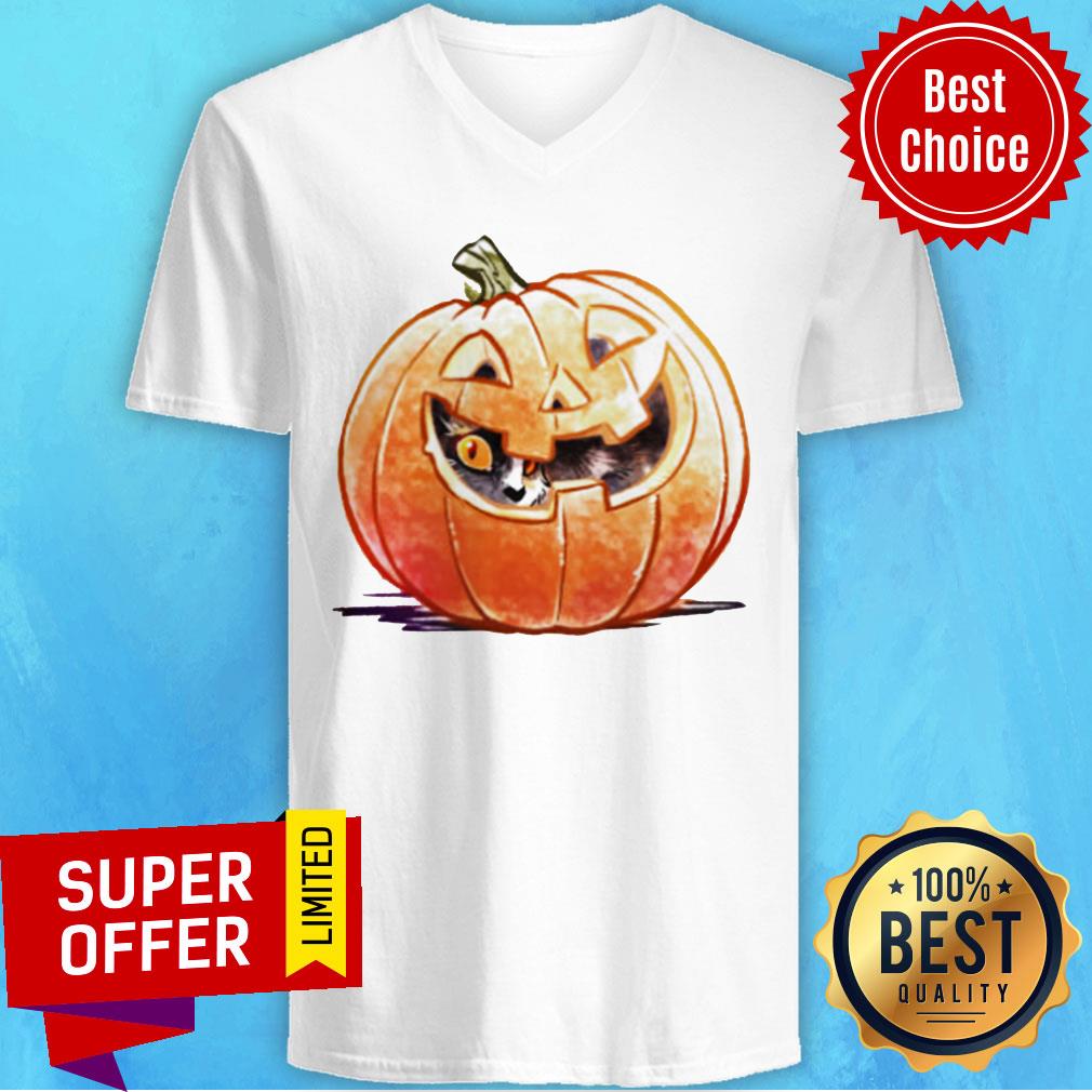 Halloween Grateful Pumpkin Spice Kitty Cat Shirt - Image 5
