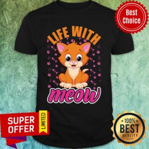 Life With Love Meow Cute Cat Fish Bone Shirt