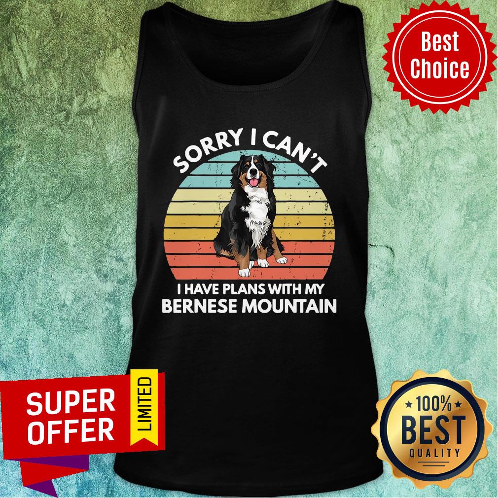 Sorry I Can’t I Have Plans With My Bernese Mountain Vintage Retro Shirt - Image 4